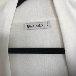 Grace Karin cardigan sweater. White with pockets